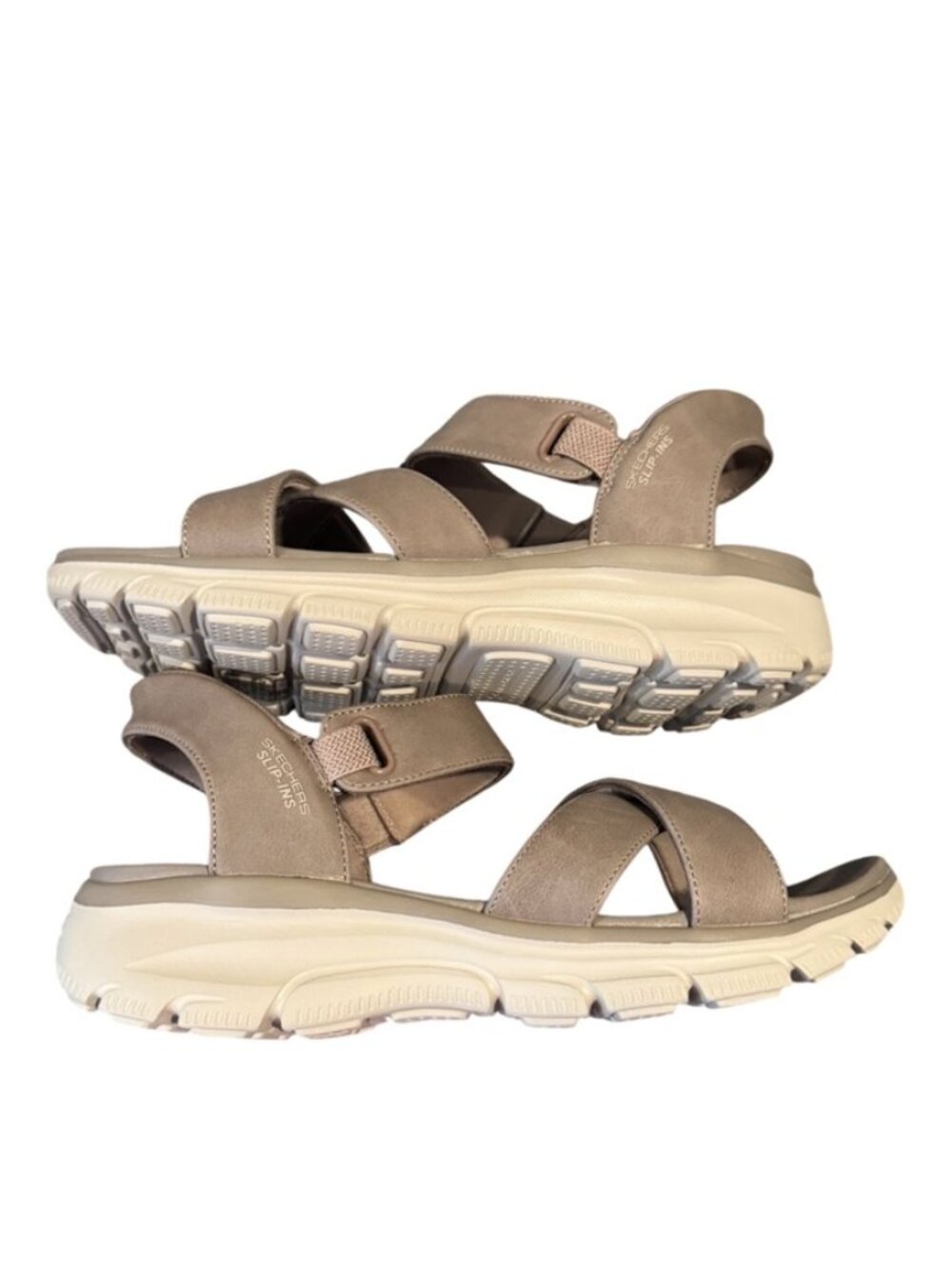 Skechers Easy Going Somewhere Sunny Slip-Ins Sandals Women’s 9.5 Taupe Gray EUC - Picture 5 of 8